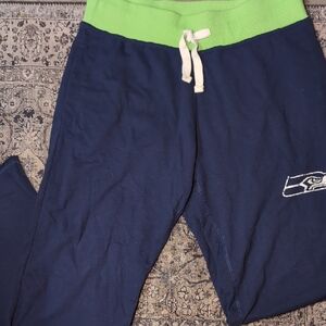 Seattle Seahawks Navy & Green Sweatpants with Green Waistband